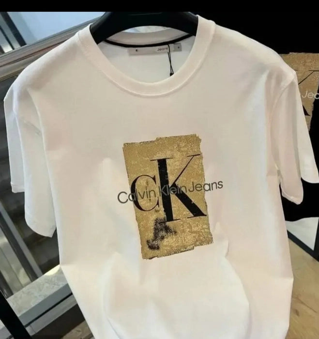 Calvin Klein Jeans Logo Graphic Crew Neck White T-Shirt for Men